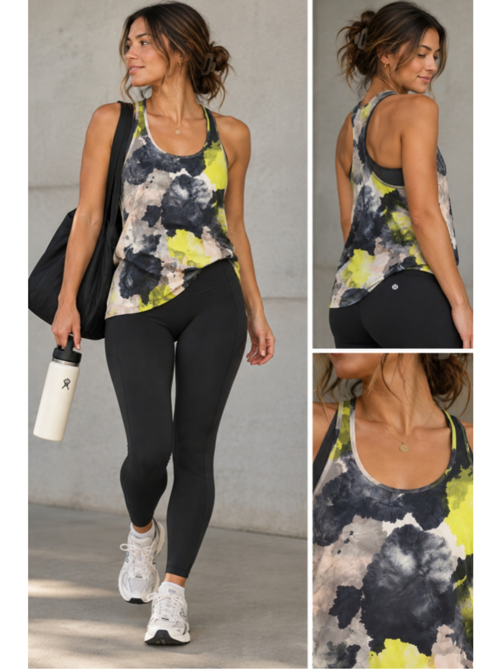Lululemon Racerback Scoop Neck Tank Top Citron Tinted Canvas Tie Dye S